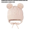 PandaEar Baby Winter Knit Hat with Earflaps and Pom Poms, Fleece Lined Beanie for Infant Toddler Girls Boys(Light Pink)