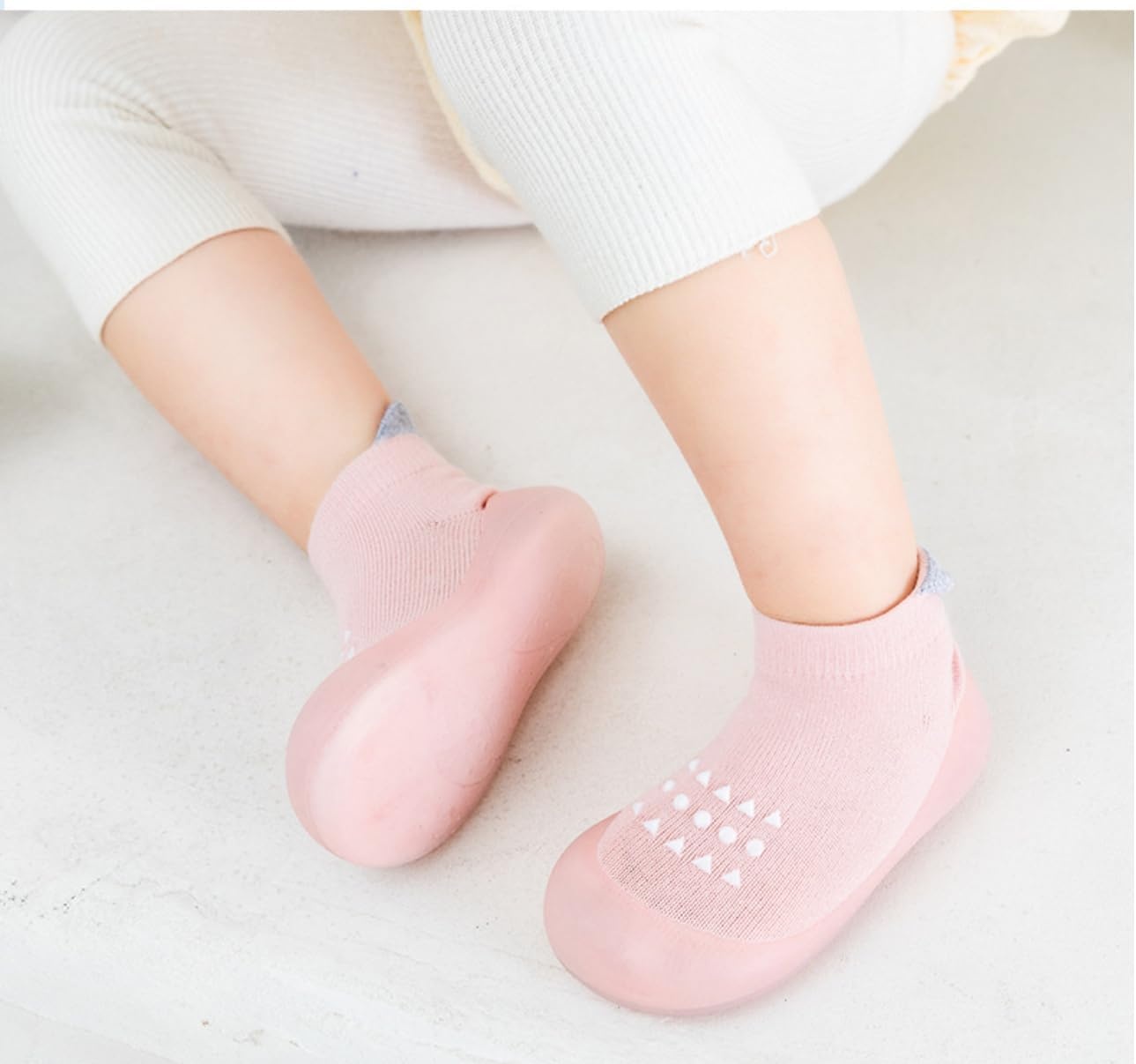 image:imagePandaEar Baby Sock Shoes Toddler Walking Shoes NonSlip Soft Sole Sneakers Breathable Slippers for Infant Boys GirlsPink