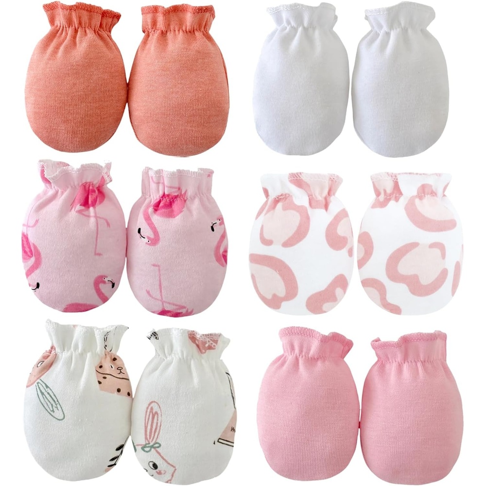 image:imagePandaEar 6 Pairs Newborn No Scratch Mittens 100 Cotton Baby Girls Mittens