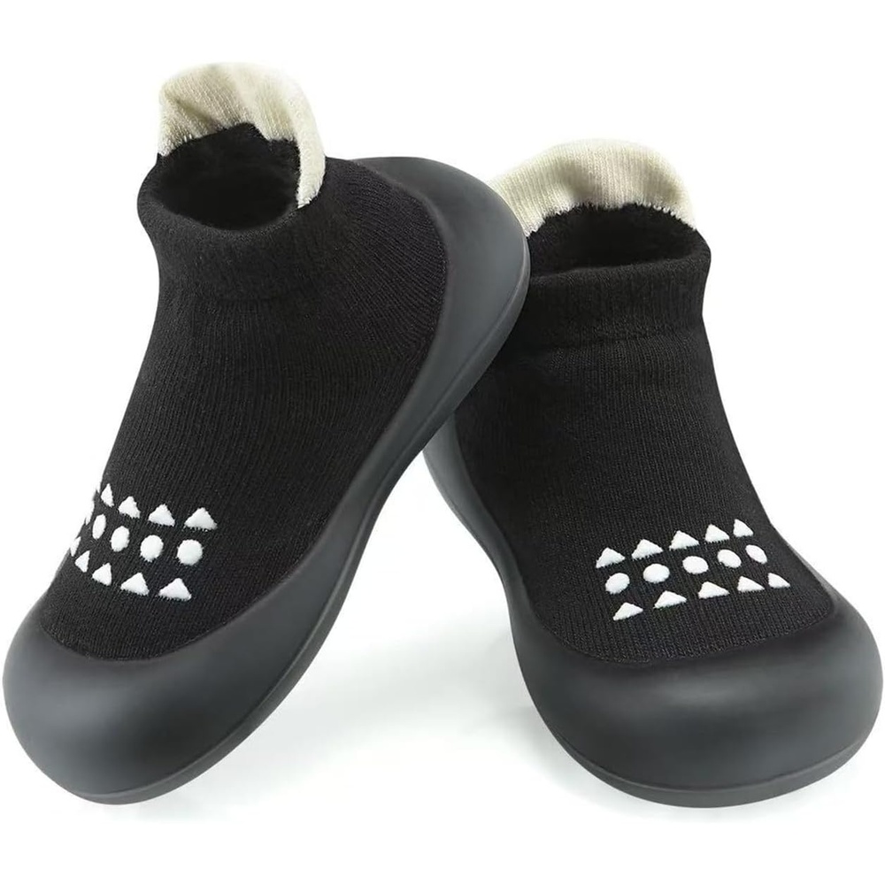 image:imagePandaEar Baby Sock Shoes Toddler Walking Shoes NonSlip Soft Sole Sneakers Breathable Slippers for Infant Boys GirlsBlack