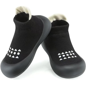 PandaEar Baby Sock Shoes Toddler Walking Shoes, Non-Slip Soft Sole Sneakers Breathable Slippers for Infant Boys Girls(Black)