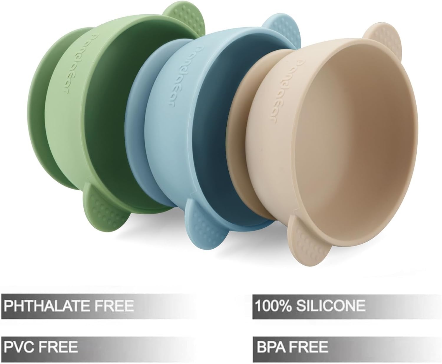 image:imagePandaEar 3 Pack Baby Bowls amp 6 Pack Silicone Baby Spoons