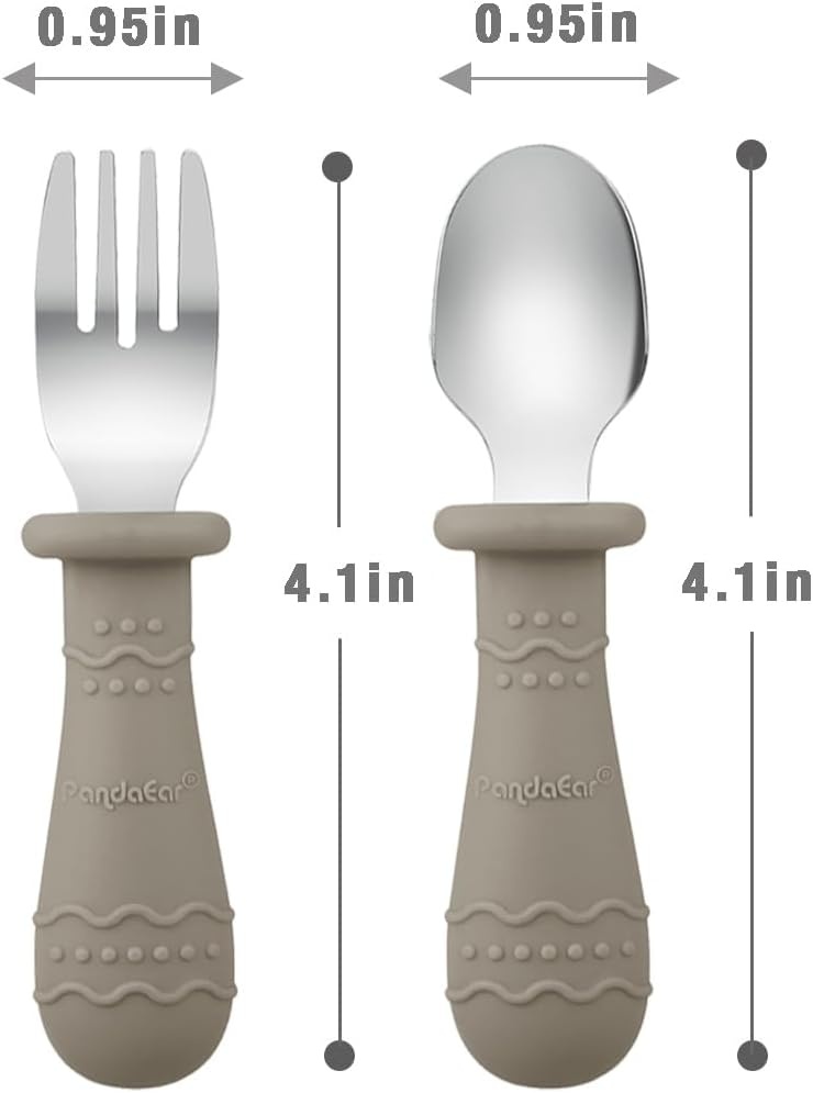 image:imagePandaEar 3 Pack Baby Bowls amp Toddler Utensils Light TanWalnutBlue