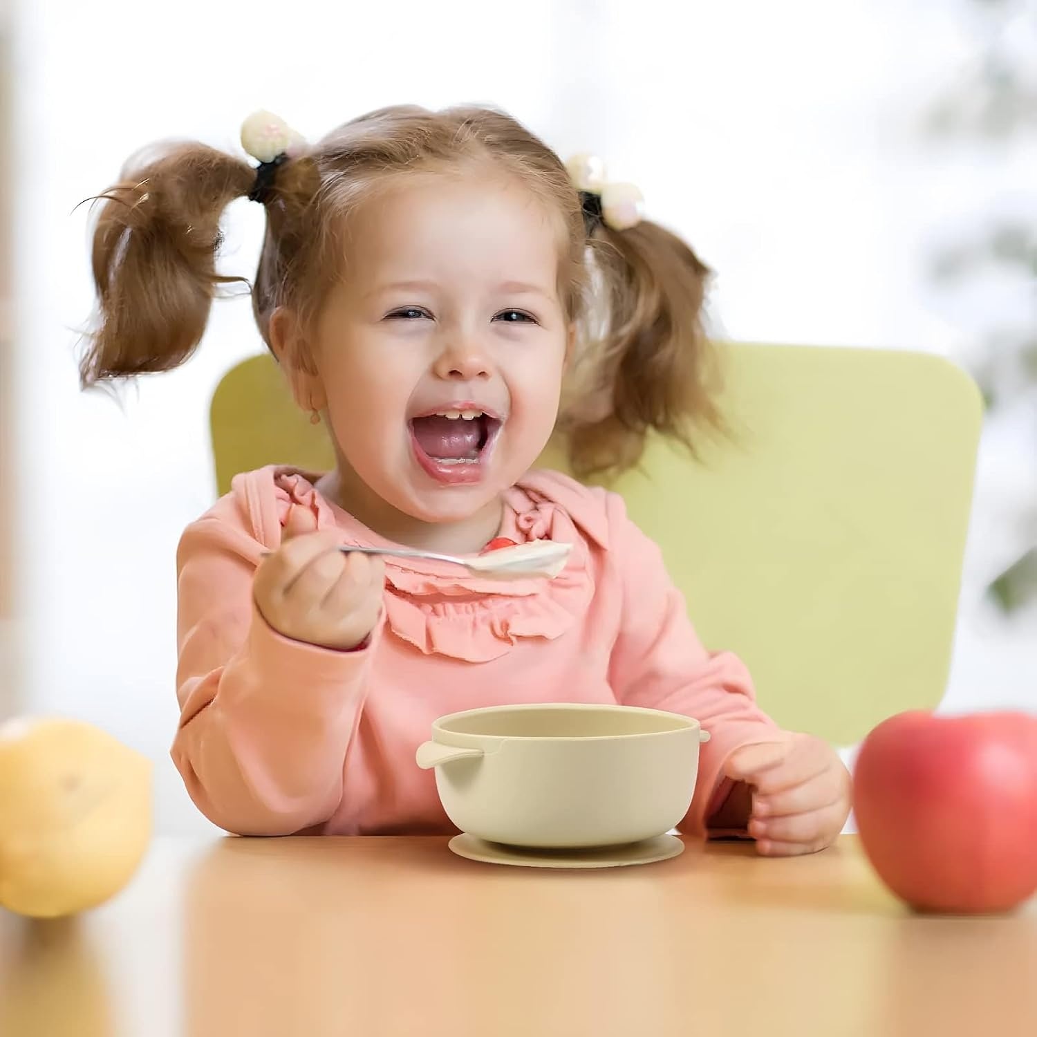image:imagePandaEar 3 Pack Baby Bowls with Suction Stay Put Silicone Food Bowl for Babies Kids Toddlers Infants Food Grade Soft Safe BPAFree Silicone Brown Grey TanPink Green Light Tan