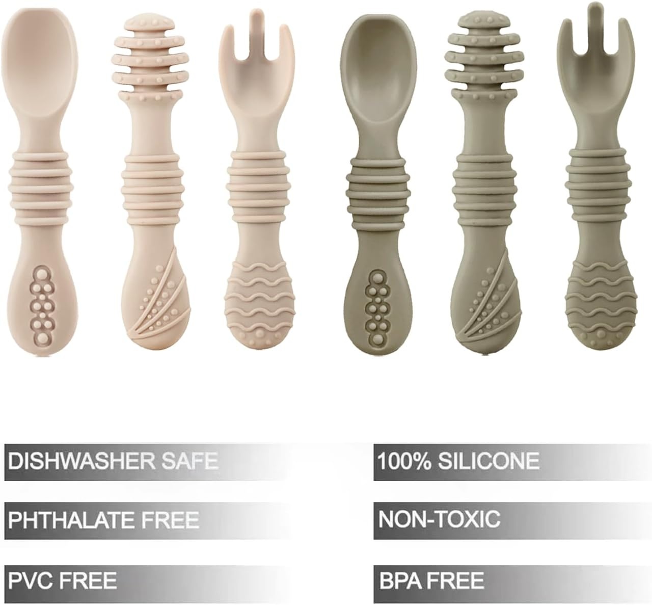 image:imagePandaEar 3 Pack Baby Bowls with Suction amp Silicone Baby Spoons amp Fork Feeding Set