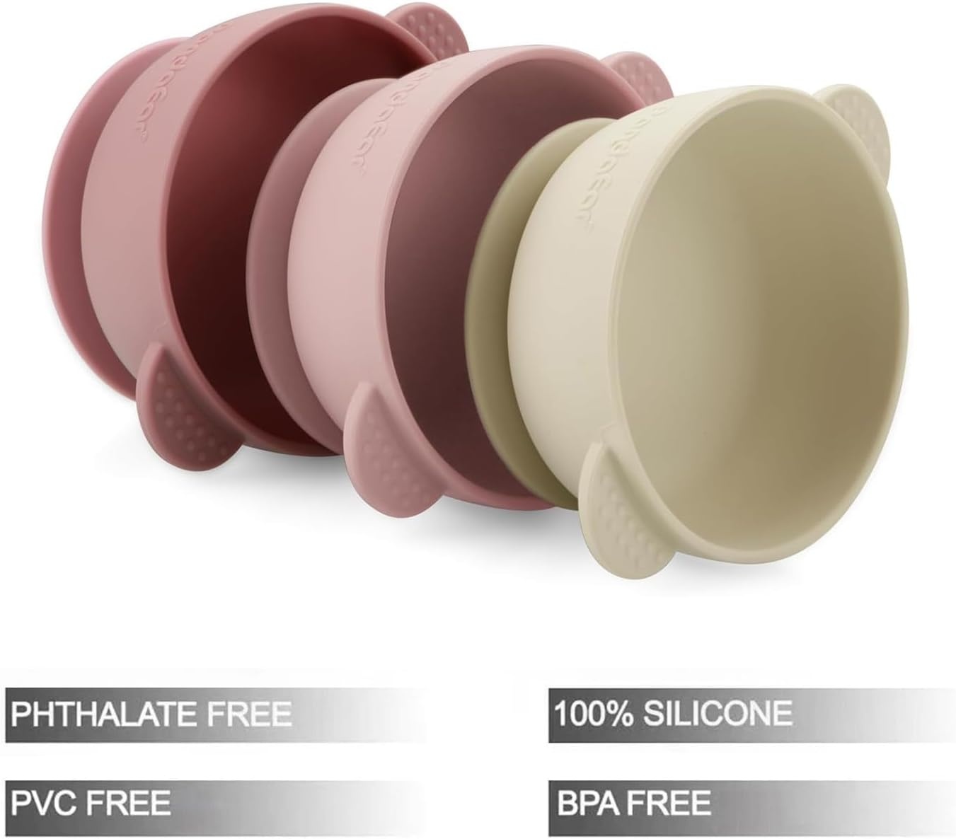 image:imagePandaEar 3 Pack Baby Bowls with Suction amp Silicone Baby Spoons amp Fork Feeding Set
