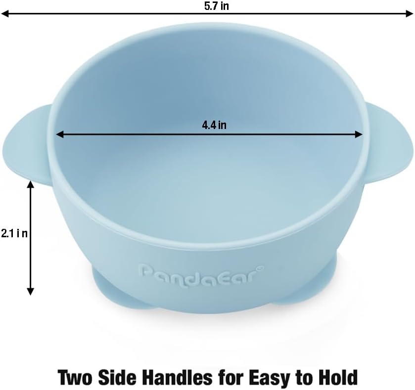 image:imagePandaEar 3 Pack Baby Suction Bowls Stay Put Silicone Food Bowl Babies Led Weaning Supplies for Kids Toddlers BPAFree BlueGreenBrown