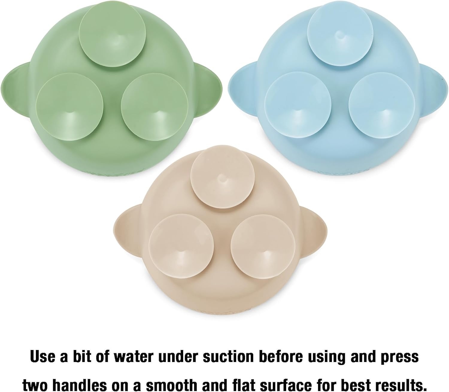 image:imagePandaEar 3 Pack Baby Suction Bowls Stay Put Silicone Food Bowl Babies Led Weaning Supplies for Kids Toddlers BPAFree BlueGreenBrown