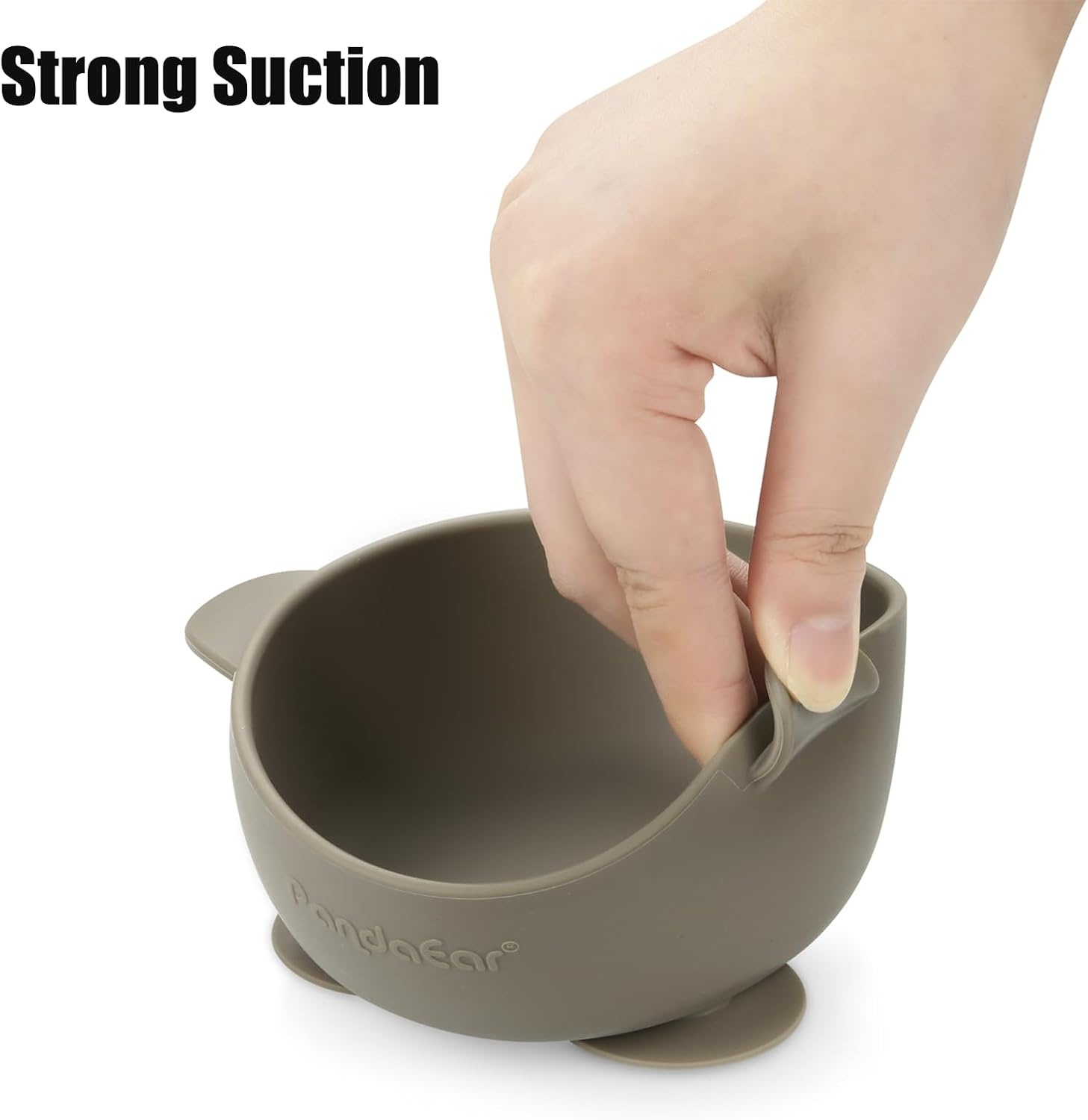 image:imagePandaEar 3 Pack Baby Suction Bowls with Lids LeakProof Stay Put Silicone Food Bowl for Babies Kids Toddlers Infants Food Grade Soft Safe BPAFree Silicone Blue Brown Tan