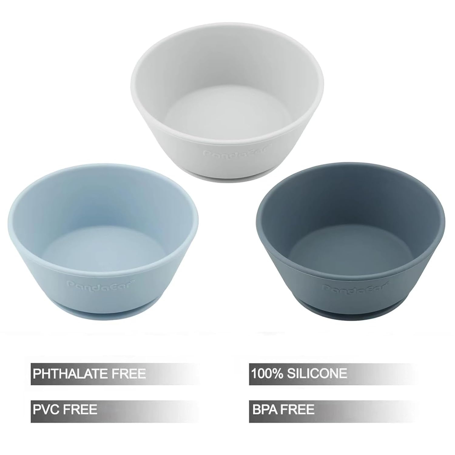 image:imagePandaEar 3 Pack Silicone Baby Suction Bowls First Stage Feeding Bowls