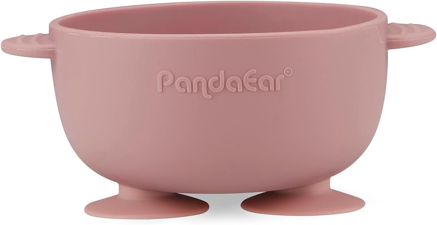 image:imagePandaEar 3 Pack Silicone Suction Baby Bowls amp 3 Baby Feeding SpoonsPink Rose Linen