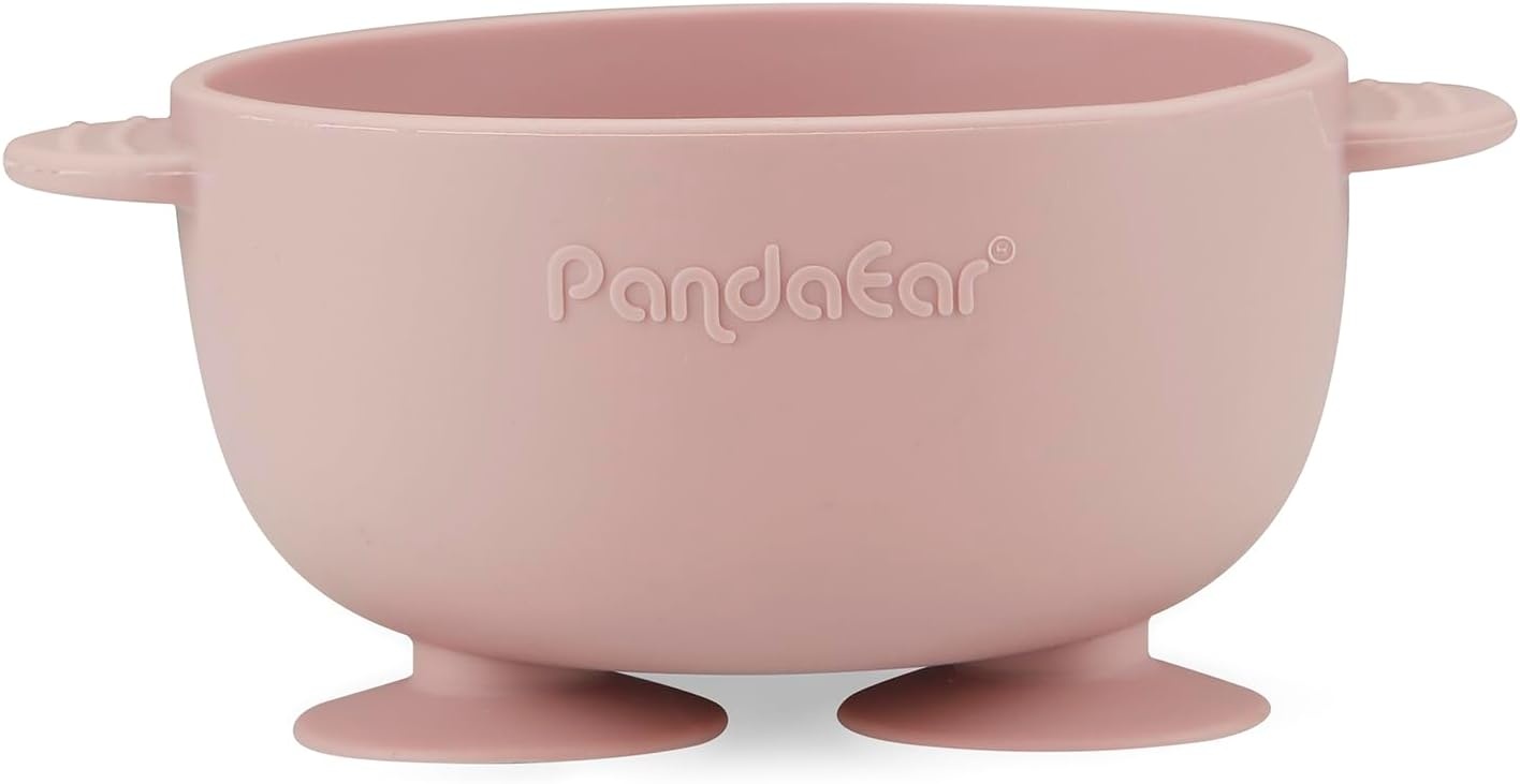 image:imagePandaEar 3 Pack Silicone Suction Baby Bowls amp 3 Baby Feeding SpoonsPink Rose Linen