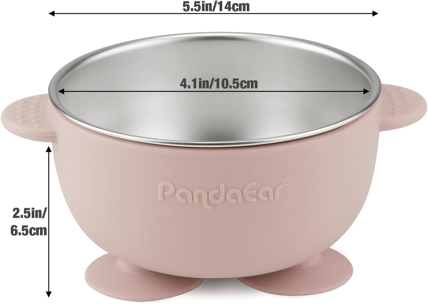 image:imagePandaEar 3 Pack Stainless Steel Baby Suction Bowls NonSlip Child Food Bowl with Silicone Sleeve for Kids Toddlers Infants Unbreakable amp Mess Free PinkPink