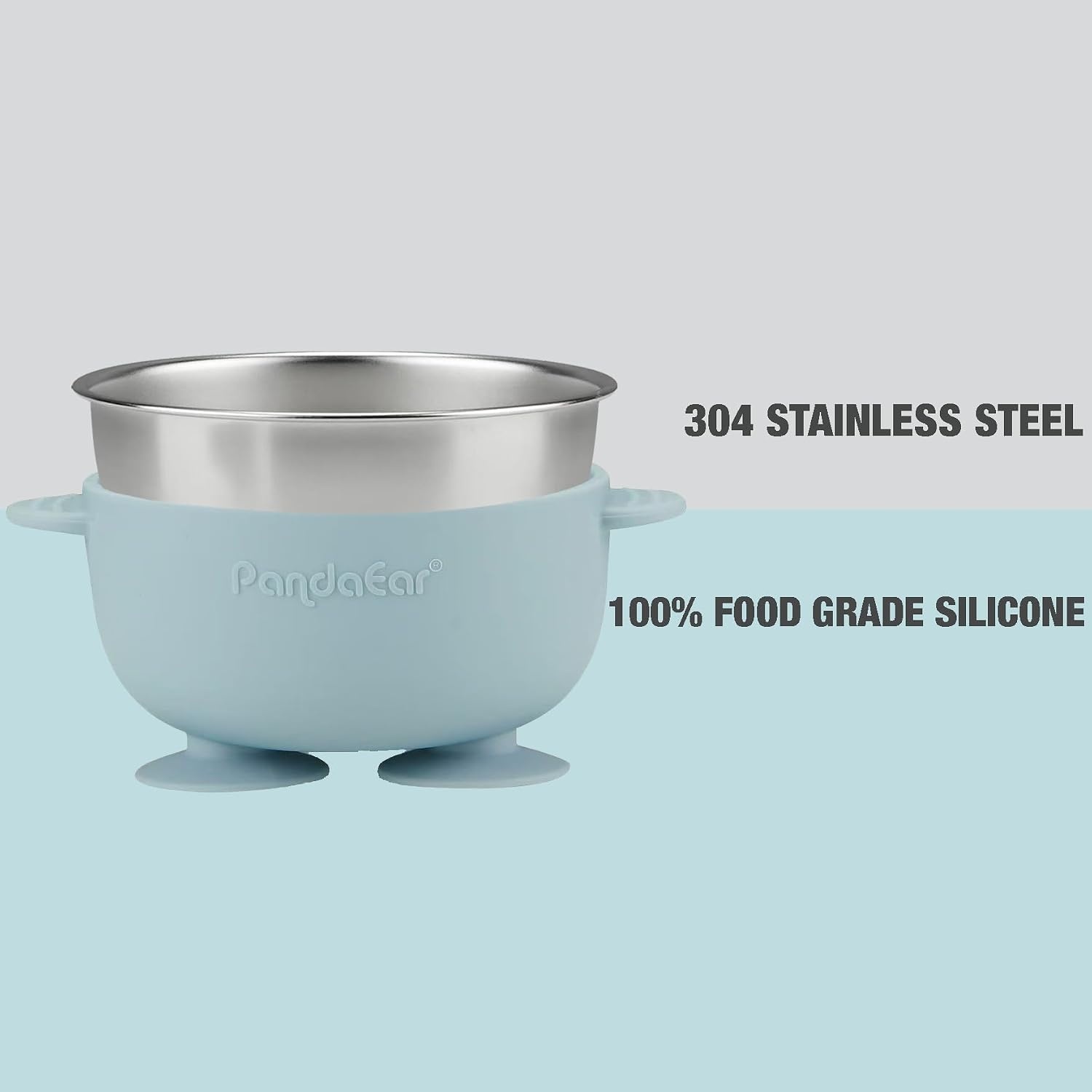 image:imagePandaEar 3 Pack Stainless Steel Baby Suction Bowls NonSlip Child Food Bowl with Silicone Sleeve for Kids Toddlers Infants Unbreakable amp Mess Free PinkBlue Green Beige