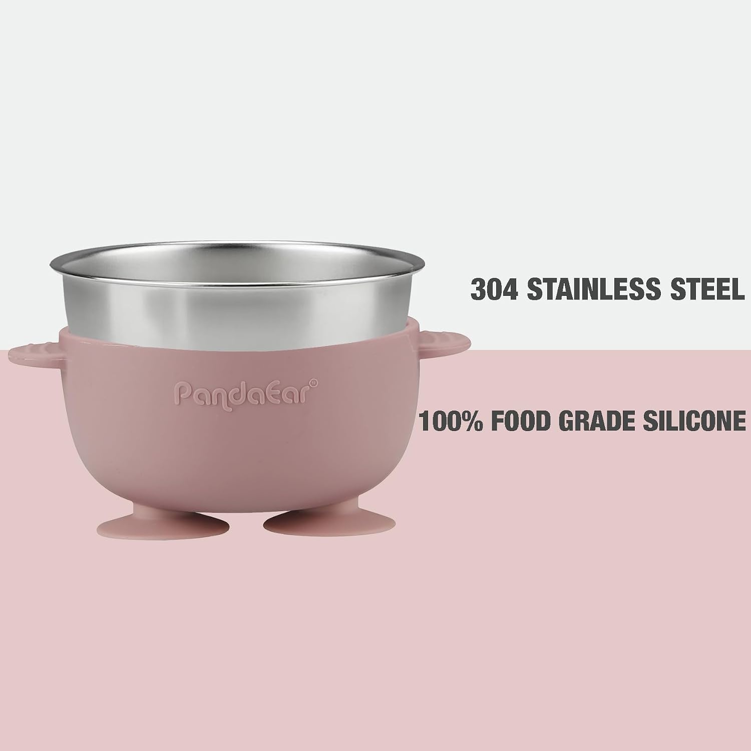 image:imagePandaEar 3 Pack Stainless Steel Baby Suction Bowls NonSlip Child Food Bowl with Silicone Sleeve for Kids Toddlers Infants Unbreakable amp Mess Free PinkPink
