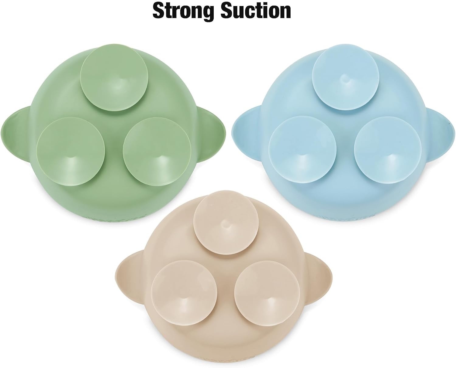 image:imagePandaEar 3 Pack Stainless Steel Baby Suction Bowls NonSlip Child Food Bowl with Silicone Sleeve for Kids Toddlers Infants Unbreakable amp Mess Free PinkBlue Green Beige