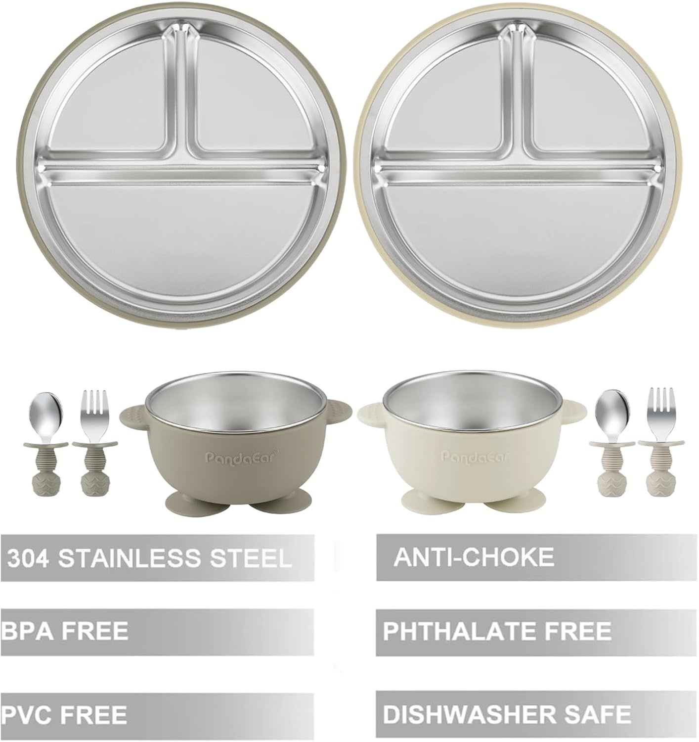 image:imagePandaEar 8PCS Baby Feeding Set amp 6 Pack Silicone Baby Spoons and Fork Feeding Set