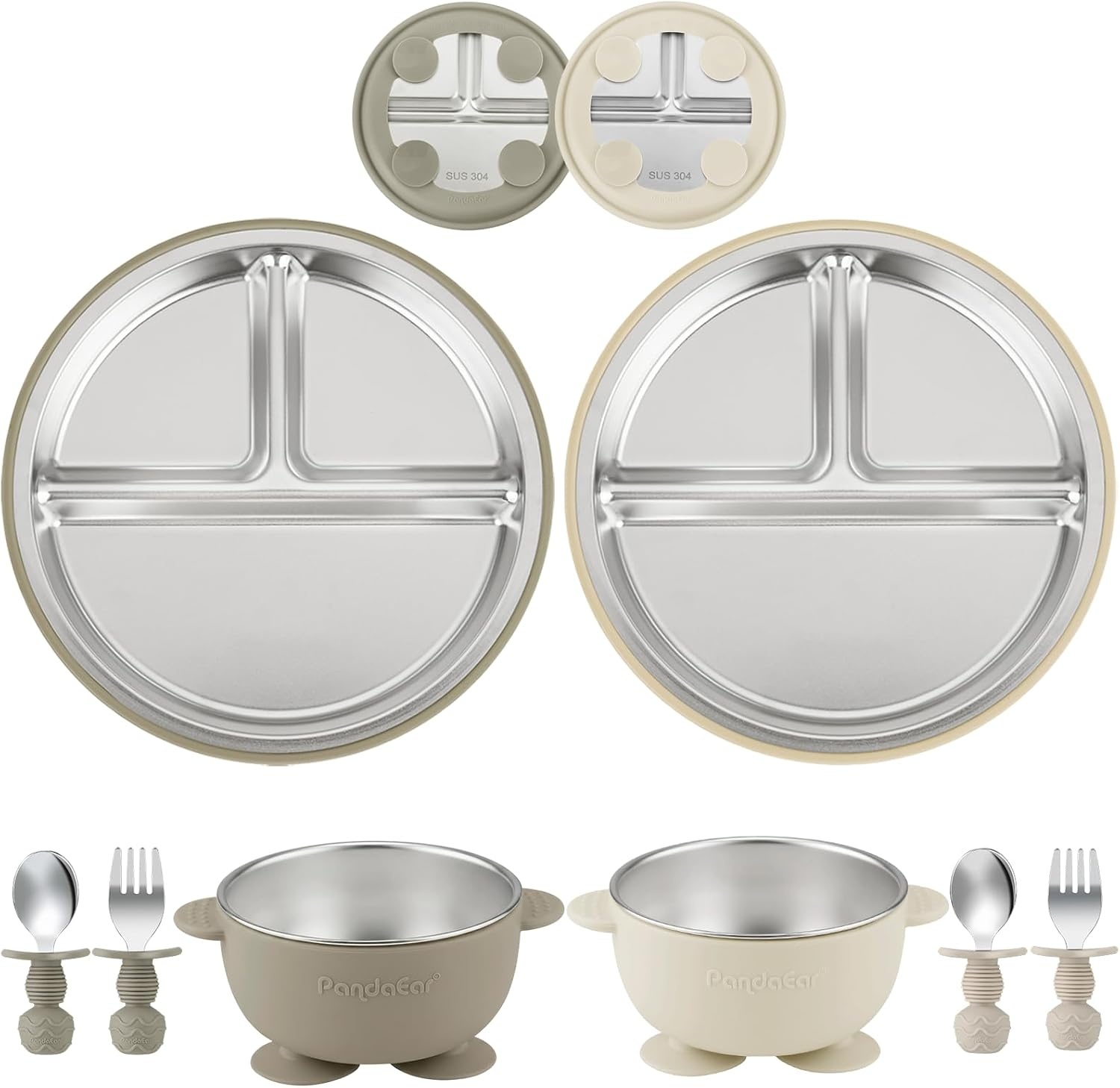 image:imagePandaEar 8PCS Baby Feeding Set amp 6 Pack Silicone Baby Spoons and Fork Feeding Set