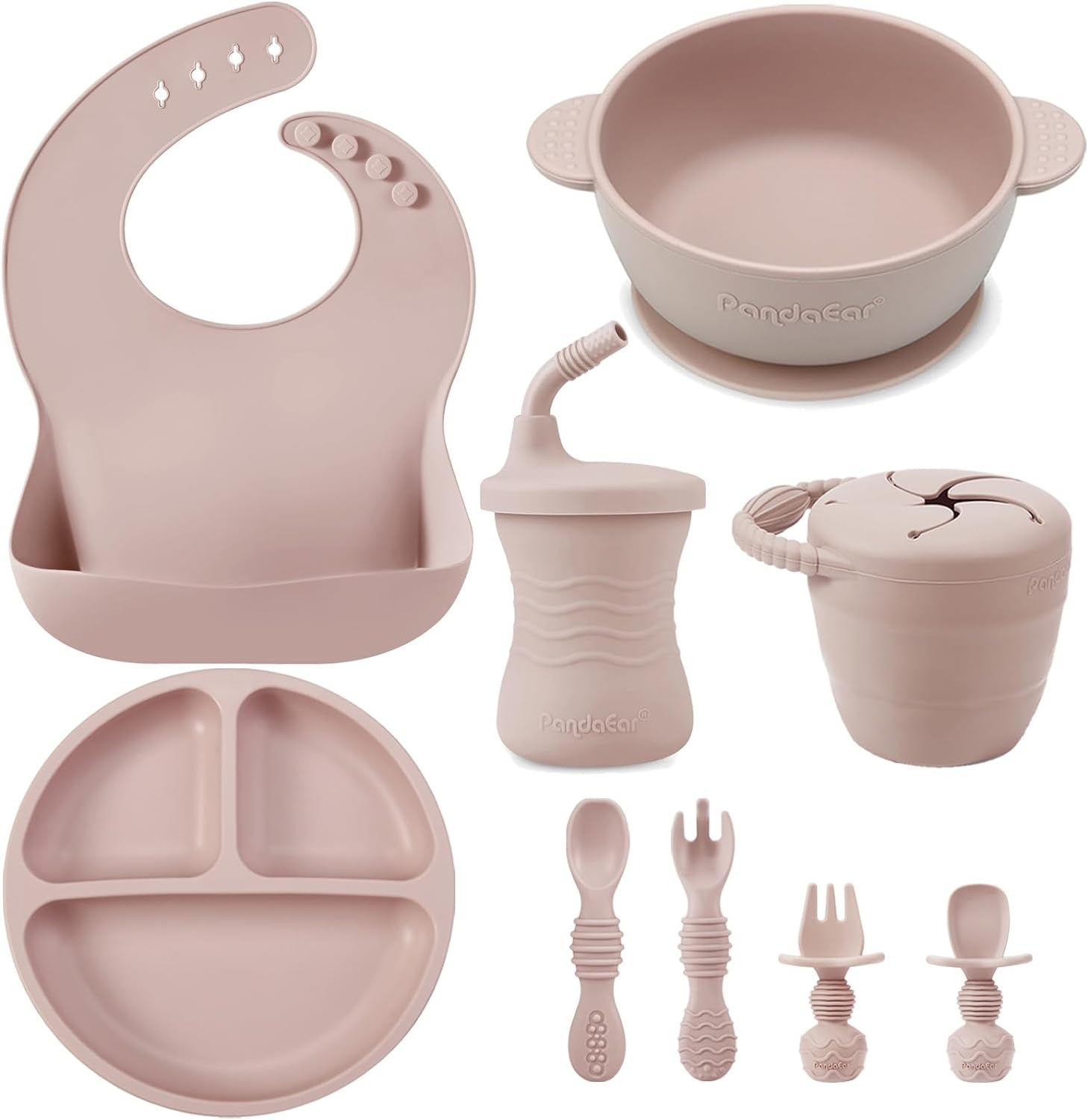 image:imagePandaEar 9PCS Silicone Baby Feeding Set amp 7 Pack Silicone Baby Feeding Spoons