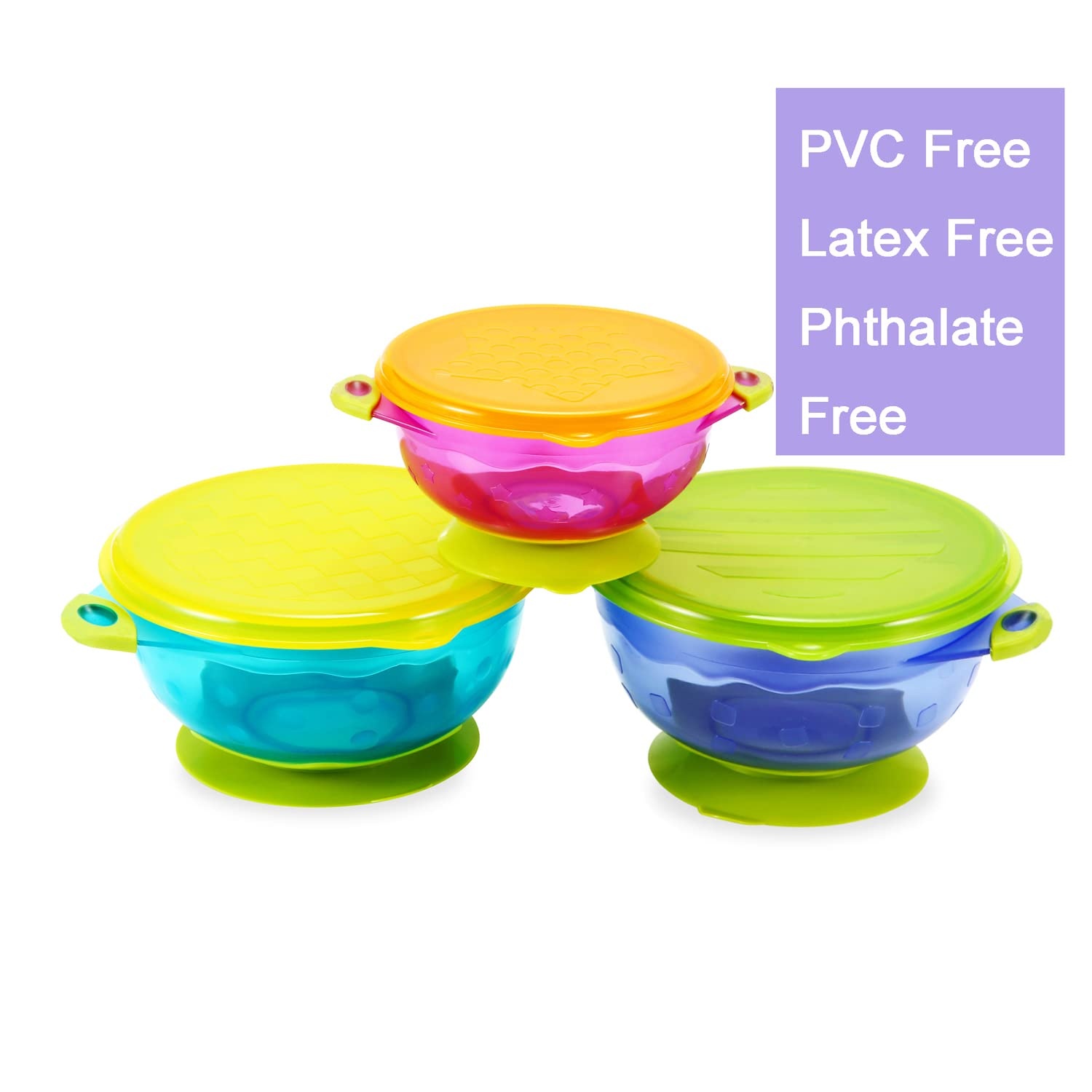 image:imagePandaEar Divided Unbreakable Silicone Baby and Toddler Plates amp Stay Put Spill Proof Stackable Baby Suction Bowls