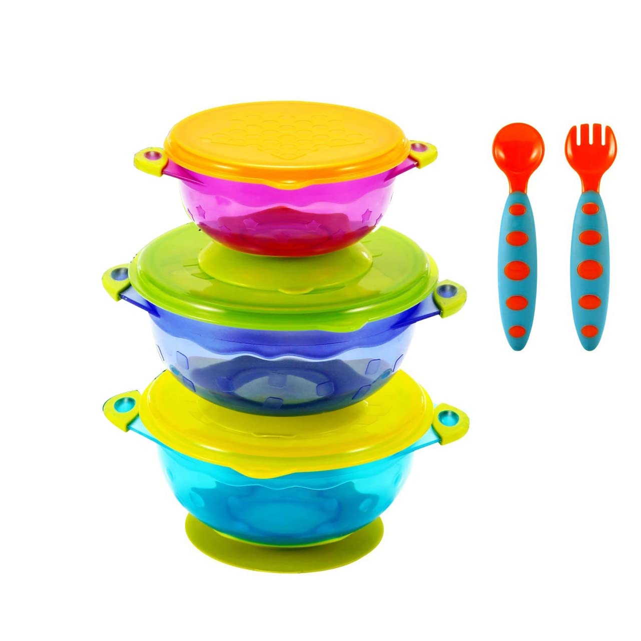 image:imagePandaEar Divided Unbreakable Silicone Baby and Toddler Plates amp Stay Put Spill Proof Stackable Baby Suction Bowls