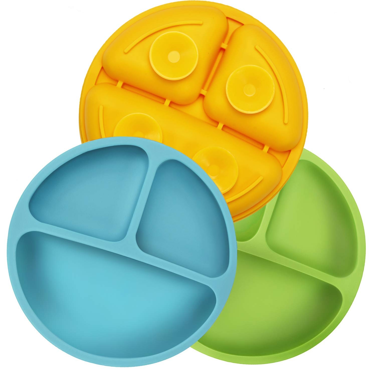 image:imagePandaEar Divided Unbreakable Silicone Baby and Toddler Plates amp Stay Put Spill Proof Stackable Baby Suction Bowls
