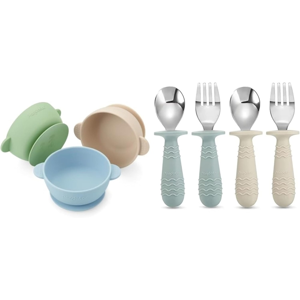 image:imagePandaEar 3 Pack Baby Bowls amp 4 Set Fork and Spoon