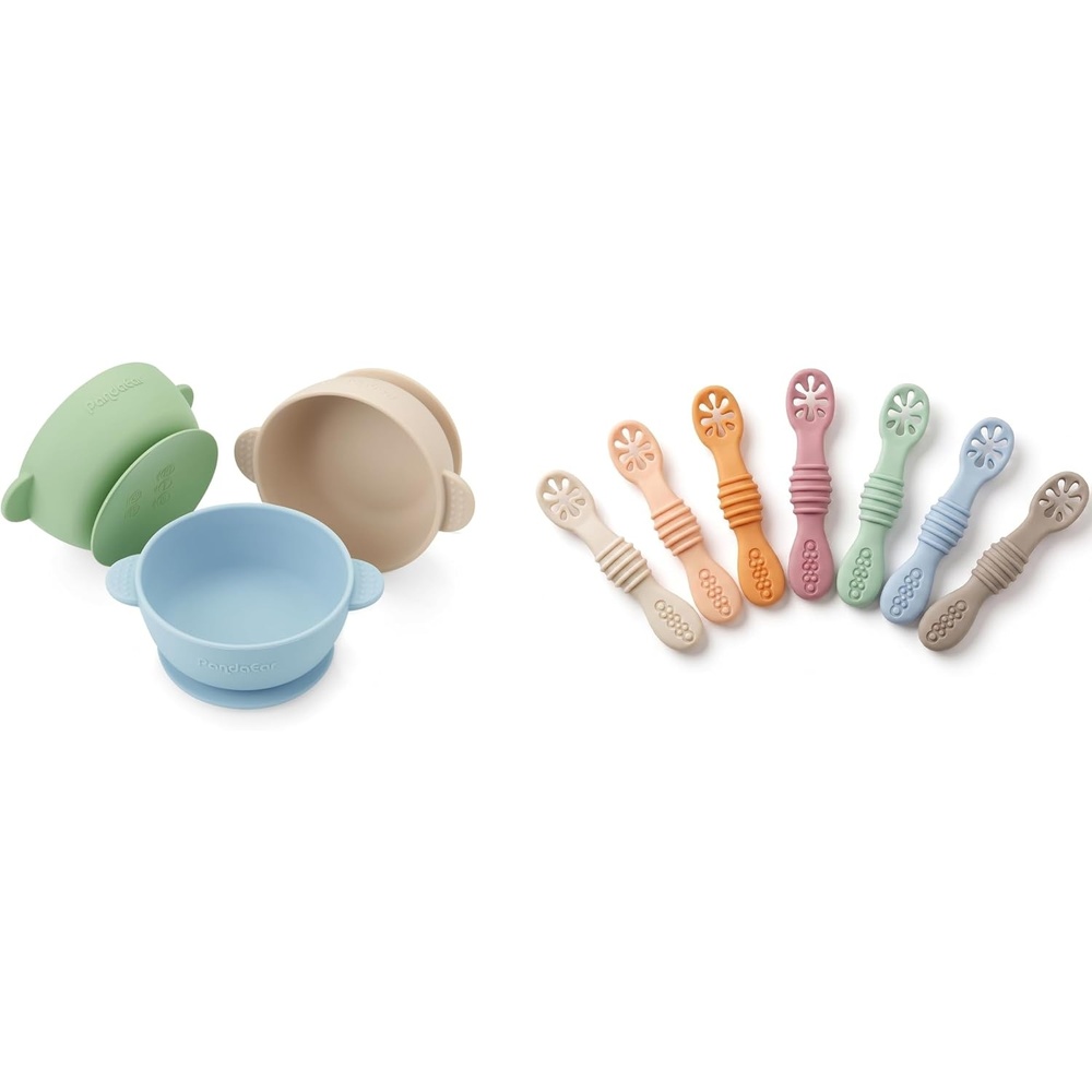 image:imagePandaEar 3 Pack Baby Bowls with Suction amp 7 Pack Baby Spoons