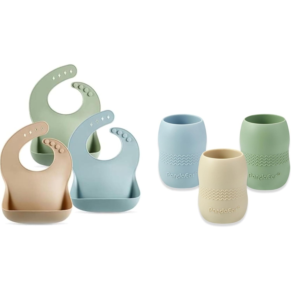 image:imagePandaEar Set of 3 Cute Silicone Bib amp Baby Cup