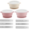 PandaEar 3 Pack Stainless Steel Baby Suction Bowls, Non-Slip Child Food Bowl with Silicone Sleeve for Kids Toddlers Infants, Unbreakable & Mess Free (Pink)(Pink)
