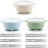PandaEar 3 Pack Stainless Steel Baby Suction Bowls, Non-Slip Child Food Bowl with Silicone Sleeve for Kids Toddlers Infants, Unbreakable & Mess Free (Pink)(Blue Green Beige)