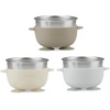 PandaEar 3 Pack Stainless Steel Suction Baby Bowls & 3 Baby Feeding Spoons | Non-Slip Stay Put Bowls & Soft Silicone First Stage Spoons for Toddlers, BPA-Free Baby Led Weaning Set (Pink White)(Linen Brown Grey)