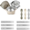 PandaEar 3 Pack Stainless Steel Suction Baby Bowls & 3 Baby Feeding Spoons | Non-Slip Stay Put Bowls & Soft Silicone First Stage Spoons for Toddlers, BPA-Free Baby Led Weaning Set (Pink White)(Linen Brown Grey)