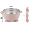 PandaEar 3 Pack Stainless Steel Suction Baby Bowls & 3 Baby Feeding Spoons | Non-Slip Stay Put Bowls & Soft Silicone First Stage Spoons for Toddlers, BPA-Free Baby Led Weaning Set (Pink White)(Pink Rose Linen)