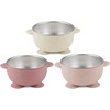 PandaEar 3 Pack Stainless Steel Suction Baby Bowls & 3 Baby Feeding Spoons | Non-Slip Stay Put Bowls & Soft Silicone First Stage Spoons for Toddlers, BPA-Free Baby Led Weaning Set (Pink White)(Pink Rose Linen)