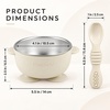 PandaEar 3 Pack Stainless Steel Suction Baby Bowls & 3 Baby Feeding Spoons | Non-Slip Stay Put Bowls & Soft Silicone First Stage Spoons for Toddlers, BPA-Free Baby Led Weaning Set (Pink White)(Linen Brown Grey)