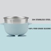 PandaEar 6-in-1 Stainless Steel Baby Feeding Set | Divided Suction Plate, Bowl, Sippy Cup with Straw, Bib, Spoon & Fork | BPA-Free Toddler Feeding Essentials for Self-Feeding (Pink)(Blue)
