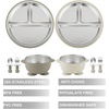 PandaEar 8PCS Baby Feeding Set | Stainless Steel Suction Plates and Bowls with Silicone Fork and Spoon Utensils | Baby Led Weaning Tableware for Toddlers & Kids (Tan & Walnut)(Tan & Walnut)