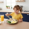 PandaEar 8PCS Baby Feeding Set | Stainless Steel Suction Plates and Bowls with Silicone Fork and Spoon Utensils | Baby Led Weaning Tableware for Toddlers & Kids (Tan & Walnut)(Tan & Walnut)