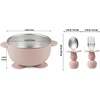 PandaEar 8PCS Baby Feeding Set | Stainless Steel Suction Plates and Bowls with Silicone Fork and Spoon Utensils | Baby Led Weaning Tableware for Toddlers & Kids (Tan & Walnut)(Pink & Blue)
