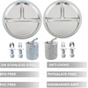 PandaEar Stainless Steel Baby Feeding Set | 2 Divided Suction Plates, 2 Spill-Proof Straw Cups with Silicone Sleeves, 2 Forks & 2 Spoons | Toddler Utensils for Baby Led Weaning, BPA-Free (Pink)(Blue & Grey)