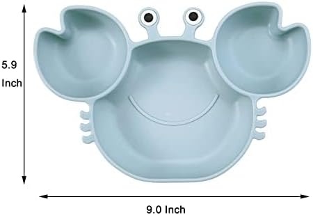 image:imagePandaEar 2 Pack Silicone Suction Plate for Baby Divided Toddler Food PlateBlueGreen