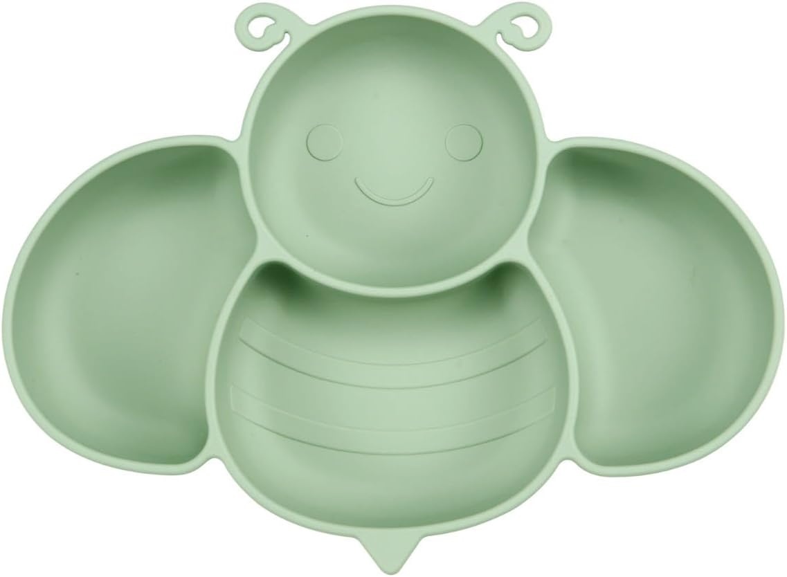 image:imagePandaEar 2 Pack Silicone Suction Plate for Baby Divided Toddler Food PlateBlueGreen