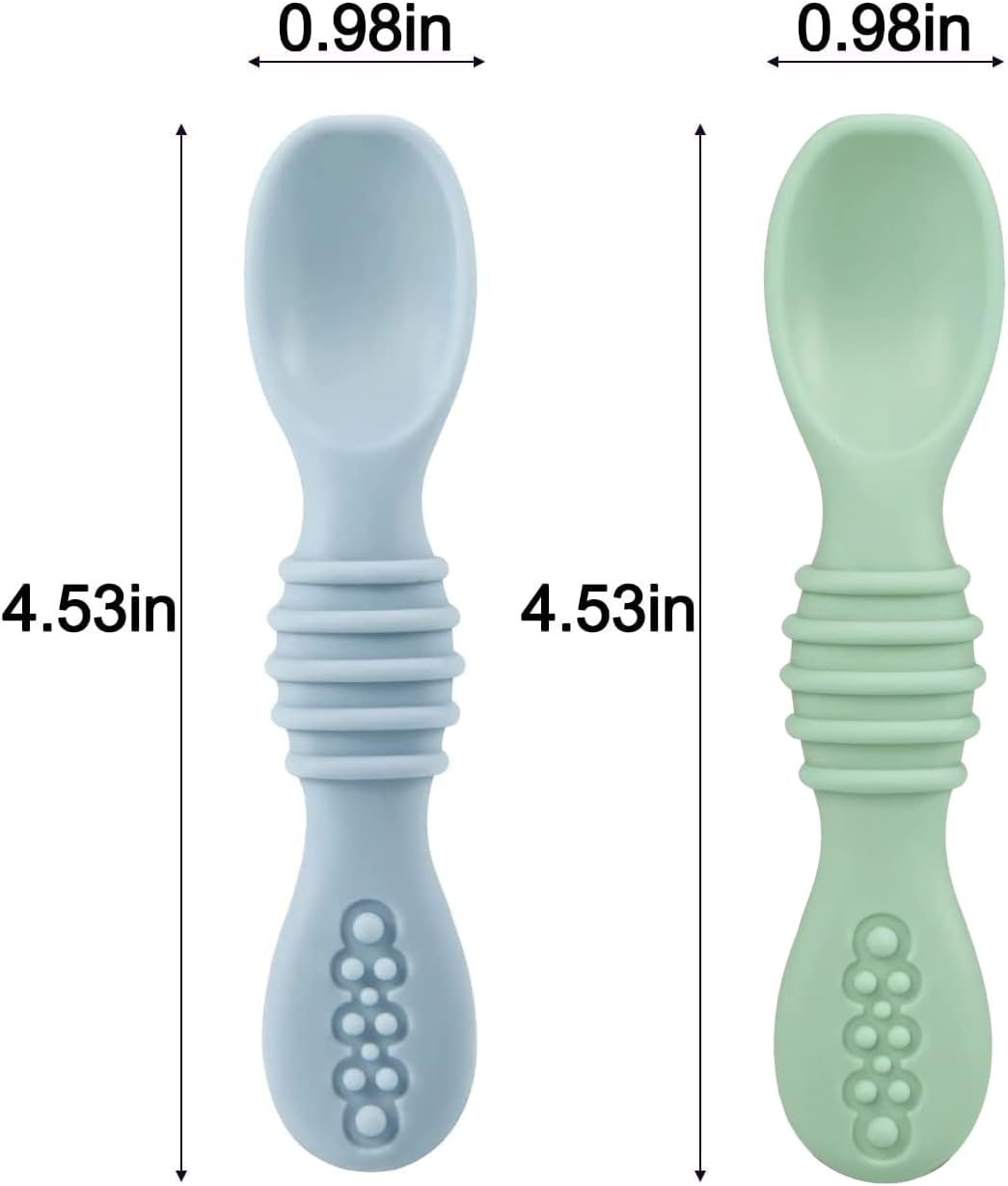 image:imagePandaEar 2 Pack Silicone Suction Plate for Baby Divided Toddler Food PlateBlueGreen