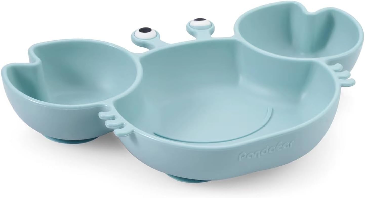image:imagePandaEar 2 Pack Silicone Suction Plate for Baby Divided Toddler Food PlateBlueGreen