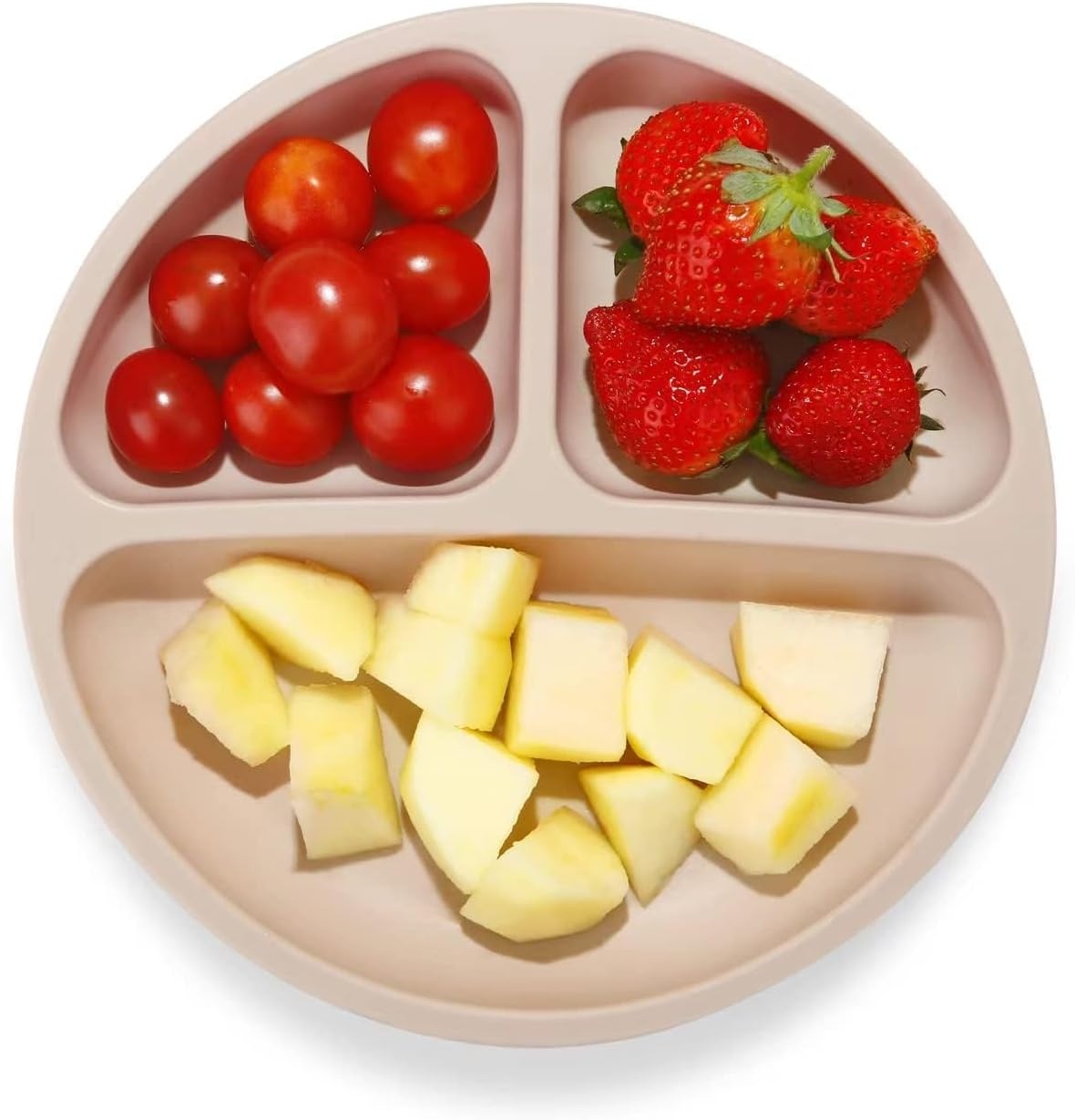 image:imagePandaEar 3 Pack Toddler Plates Silicone Divided Suction Plate for Babies BPAFree 100 FoodGrade Silicone Unbreakable Baby Plate PinkLinenLight PinkBrownBlueGreen
