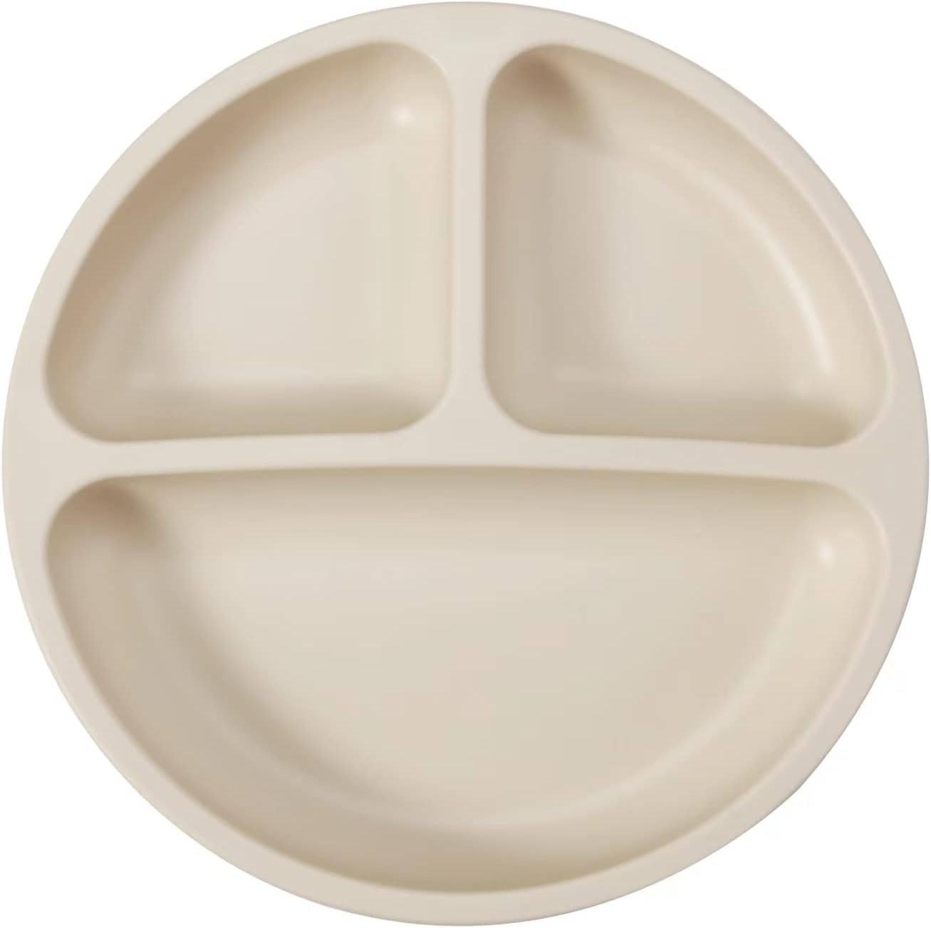 image:imagePandaEar 3 Pack Toddler Plates Silicone Divided Suction Plate for Babies BPAFree 100 FoodGrade Silicone Unbreakable Baby Plate PinkLinenLight PinkPinkGreenCream
