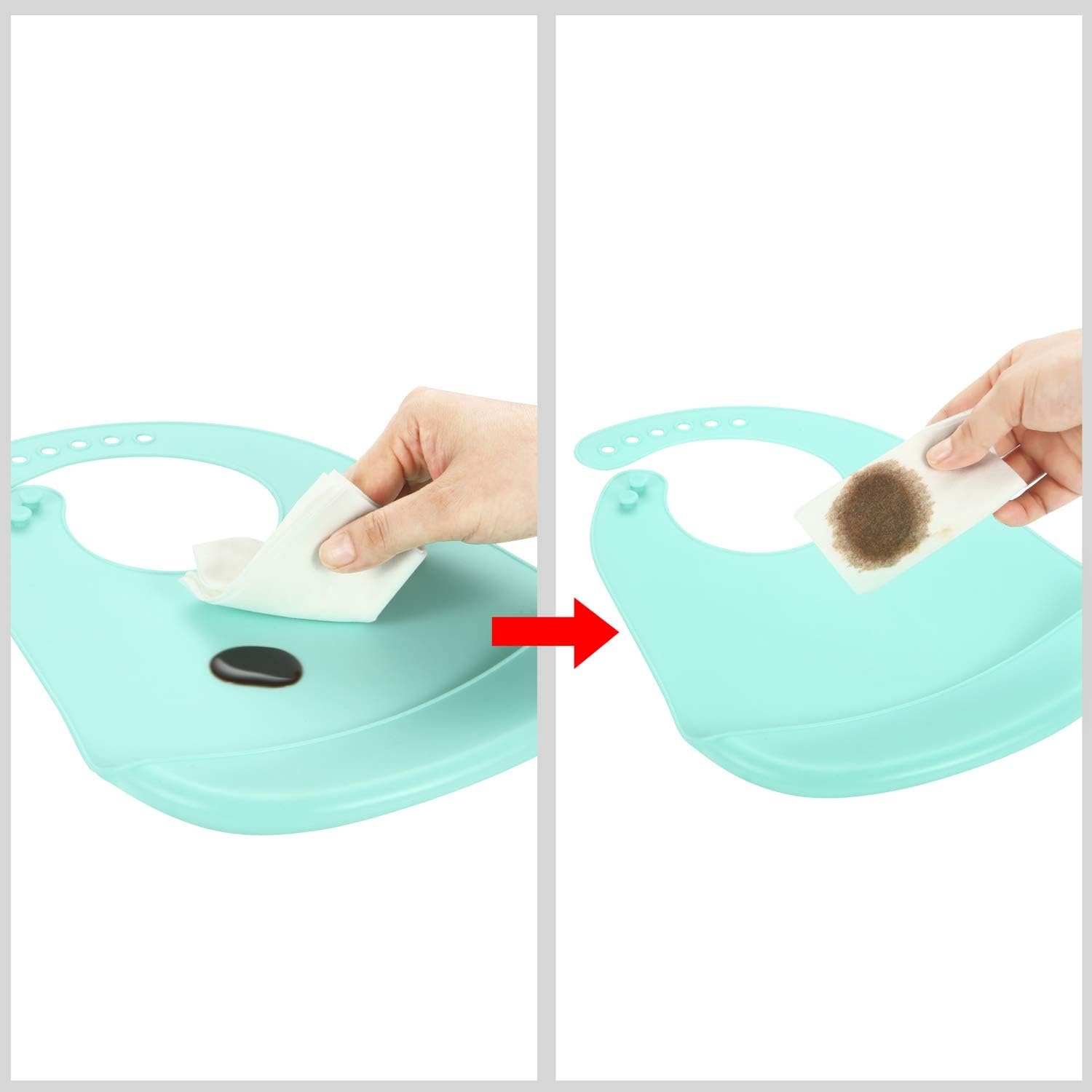 image:imagePandaEar 3 Pack Waterproof Silicone Baby Bibs Super Thin Light Weight Feeding Bib with Food Catcher Pocket for ToddlerGrey