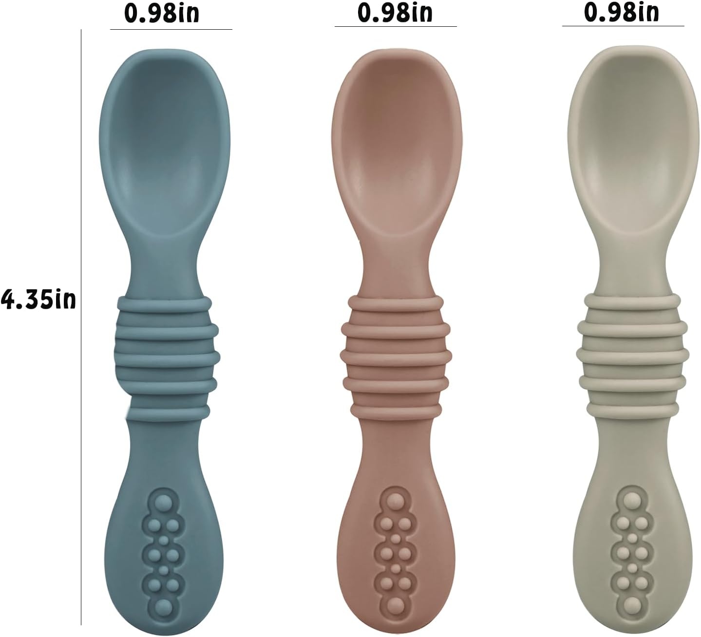 image:imagePandaEar Baby Feeding Set 3 Pack Toddler Plates with 3 Spoons 100 Silicone Divided Suction Plate for Babies BPAFree Dishwasher and Microwave Safe BlueRedBrownBlueRed Brown