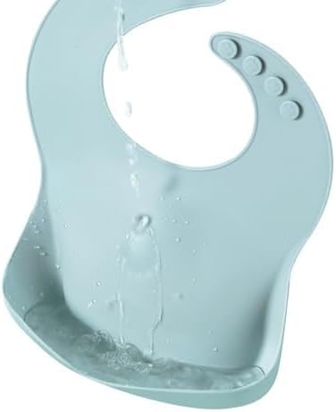 image:imagePandaEar Set of 3 Silicone Baby Bibs Waterproof Soft Unisex 1072 MonthsBlueSageBeige